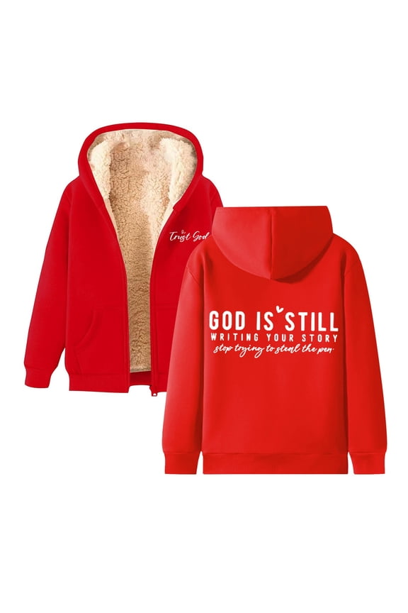 Women Jesus Hoodie Zip Up Lined Oversized Graphic Christian Faith Casual Fashion Outdoor Jacket with Pockets
