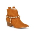 thumbnail image 1 of Women Jeweled Pointy Toe Chunky Stacked Heel Ankle Bootie 19558, 1 of 6