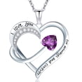 thumbnail image 1 of Women Jewelry 18k White Gold Plated Engraved Words Love Heart Pendant Necklace, 1 of 7
