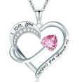 thumbnail image 1 of Women Jewelry 18k White Gold Plated Engraved Words Love Heart Pendant Necklace, 1 of 7