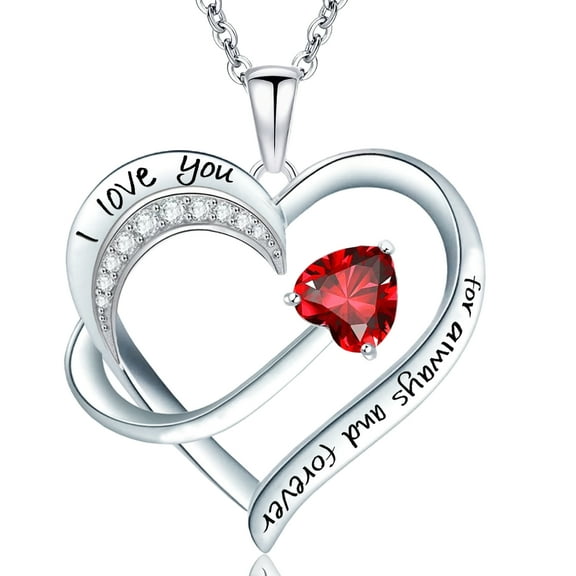 Women Jewelry 18k White Gold Plated Engraved Words Love Heart Pendant Necklace