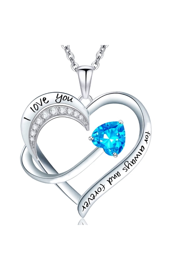 Women Jewelry 18k White Gold Plated Engraved Words Love Heart Pendant Necklace