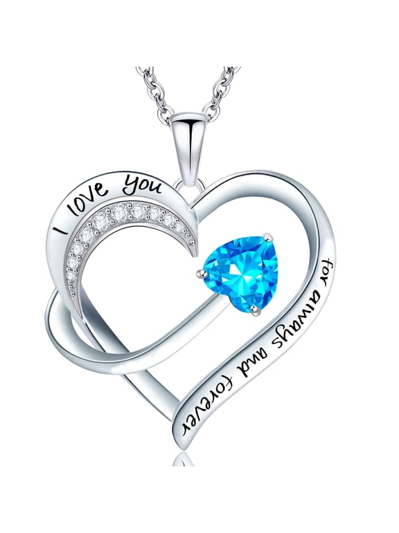 Women Jewelry 18k White Gold Plated Engraved Words Love Heart Pendant Necklace