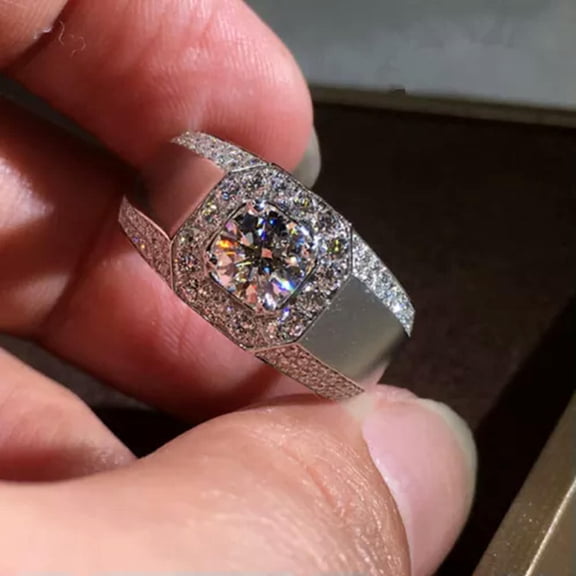 Women Jewelry 925 Silver Ring Luxury Round Cut Cubic Zircon Ring Sz 8-12
