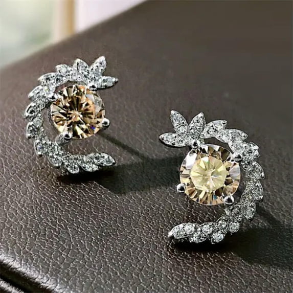 Women Jewelry 925 Silver Stud Earrings Cubic Zircon Gorgeous Party Gifts A Pair