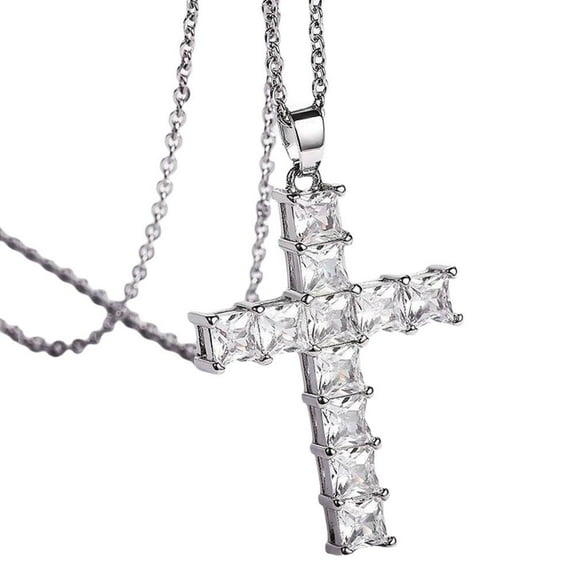 Women Jewelry Copper-Pave Zircon Cross Shape Necklace Pendant