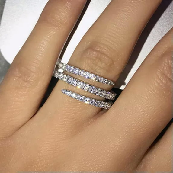 Women Jewelry Cubic Zircon Charm 925 Silver Ring Anniversary Gift Sz 6-10