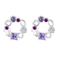 thumbnail image 1 of Women Jewelry Earstuds Purple Flower Earrings Silver Crystal Ear Stud Set For Girlfriend, 1 of 6