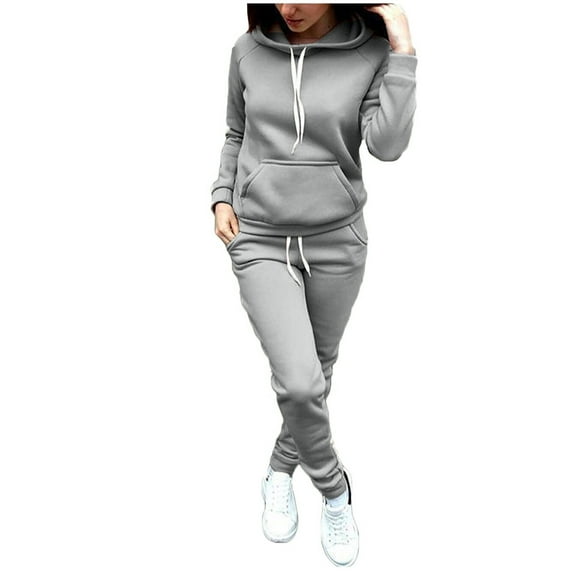 Women Jogger Outfit Matching Sweat Suits Long Sleeve Hooded Sweatshirt and Sweatpants 2 Piece Workout Sets Tracksuit