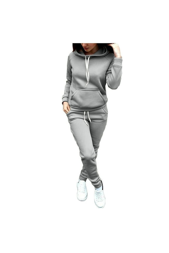 Women Jogger Outfit Matching Sweat Suits Long Sleeve Hooded Sweatshirt and Sweatpants 2 Piece Workout Sets Tracksuit