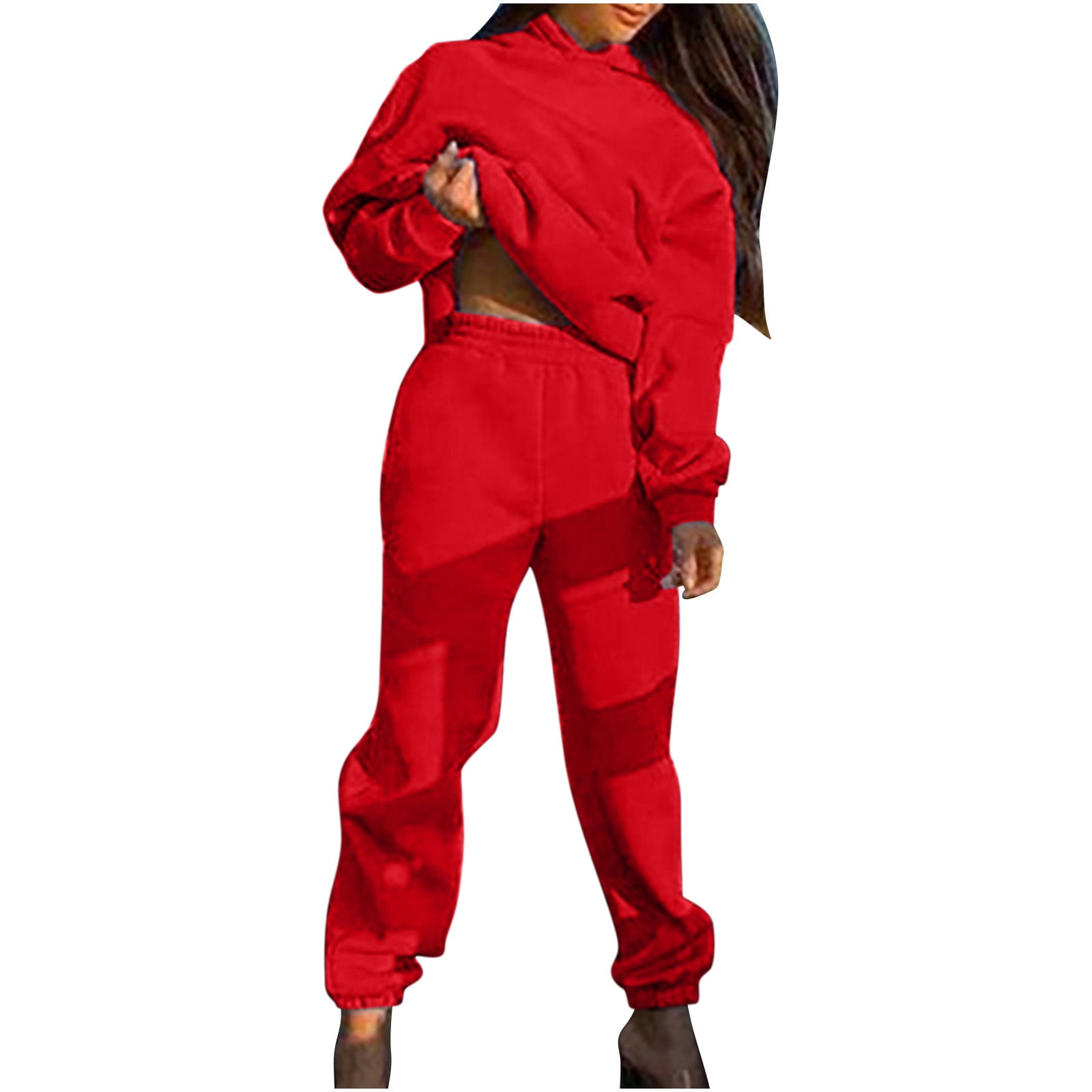 Women Jogger Outfit Matching Sweatsuits Long Sleeve Hooded Sweatshirt and  Sweatpants 2 Piece Sports Sets Tracksuit Women Clothes 