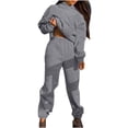 thumbnail image 1 of Women Jogger Outfit Matching Sweatsuits Long Sleeve Hooded Sweatshirt and Sweatpants 2 Piece Sports Sets Tracksuit, 1 of 7