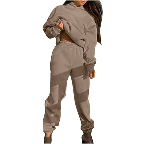 Women Jogger Outfit Matching Sweatsuits Long Sleeve Hooded Sweatshirt and Sweatpants 2 Piece Sports Sets Tracksuit