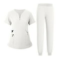thumbnail image 1 of Women Jogger Sets Nurse Scrubs Sets Nursing Elastic Pants Spa Top Pants Clinical Scrubs Set, 1 of 4