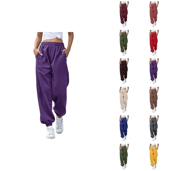 Women Joggers 2026 Fashion Elastic High Waist Breathable Relaxed Fit Sweat Pants Trousers with Pockets