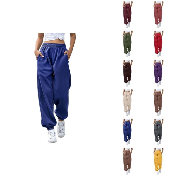 Women Joggers 2026 Fashion Elastic High Waist Breathable Relaxed Fit Sweat Pants Trousers with Pockets