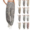 thumbnail image 1 of Women Joggers Sweatpants Casual Print Lounge Pants Trousers with Pockets Dark Gray 3XL, 1 of 5