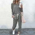 thumbnail image 1 of Women Jogging Suit 2 Piece Long Pants Round Neck Long Sleeve Shirt Drawstring Sweatpants Pocket Casual Suit Swimsuit for Women with Swim Top Surf Bikini Bottoms Swimming Trunks for Women Women Swim, 1 of 3