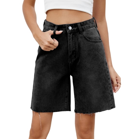 Women Jorts Baggy Jeans Jorts Outfits Shorts Hot Short Pants Streetwear Black & Gray L