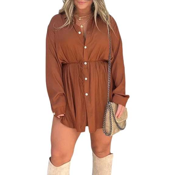 Women Jumpsuit, Long Sleeve Solid Color Turn-down Collar Button-down Shirt Bodysuit Streetwear