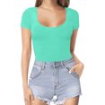 thumbnail image 1 of Women Jumpsuit Round Neck Short Sleeve Bodysuit Sexy Basic Solid Color Casual Rompers, 1 of 6