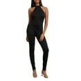 thumbnail image 1 of Women Jumpsuit, Sleeveless Halterneck Backless Solid Slim Long Romper Party Clubwear, 1 of 10