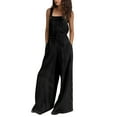 thumbnail image 1 of Women Jumpsuit Solid Bib Leg Pants Sleeveless Overalls Summer Casual Wide Jumpsuit, 1 of 6