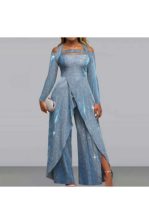 Women Jumpsuit Solid Color V Neck Elegant Wedding Party Wide Leg Regular Fit Long Sleeve Dress Rompers Comfy Jumpsuits Homecoming Pants Suits for Women Strapless Cutout Club Jumpsuit Jumpsuit with