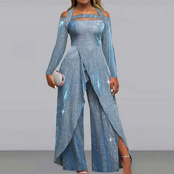Women Jumpsuit Solid Color V Neck Elegant Wedding Party Wide Leg Regular Fit Long Sleeve Dress Rompers Comfy Jumpsuits Homecoming Pants Suits for Women Strapless Cutout Club Jumpsuit Jumpsuit with