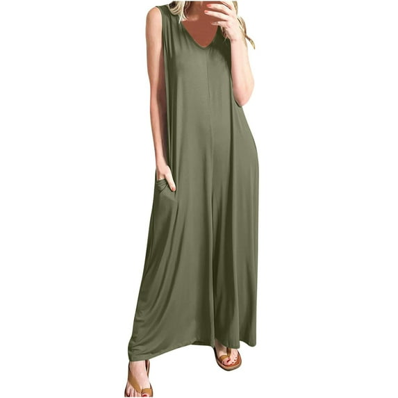 Women Jumpsuit Women Fashion Solid Colored Jumpsuit Sleeveless Home Pockets Jumpsuit Ladies Pajamas Jumpsuits for Women Dressy,Dress Pants for Women
