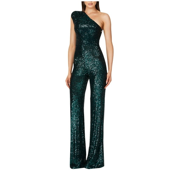 Women Jumpsuit Women'S Solid Color High-Waisted Strapless One-Shoulder Off-The-Shoulder Sequin Casual Long Jumpsuit,Jumpsuits for Women Dressy,Dress Pants for Women