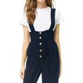 thumbnail image 1 of Women Jumpsuit Women Wide Leg Belted Waist Button Straight Trousers Loose Outwear,Navy,M, 1 of 4