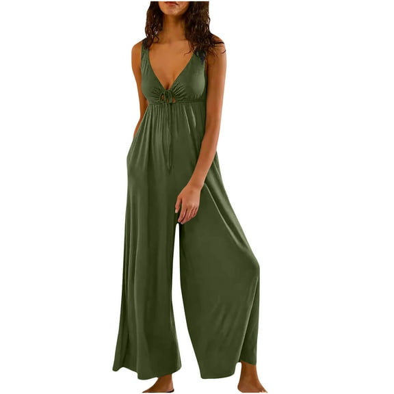 Women Jumpsuit Women's Solid Color Pocket-neck Shirt Casual Jumpsuit,Jumpsuit Rompers for Women Pants Jumpsuits for Women Dressy,Dress Pants for Women