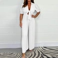 thumbnail image 1 of Women Jumpsuits 2025 Summer Casual Loose Short Sleeve Wide Leg One Piece Jumper Romper Outfits Trendy Clothes White XXXXL, 1 of 6
