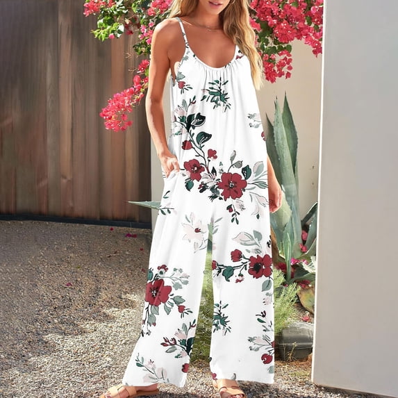 Women Jumpsuits Plus Size Women'S Independence Day Print Sleeveless Pocket Strap Casual Overalls Romper Rompers for Women Plus Size