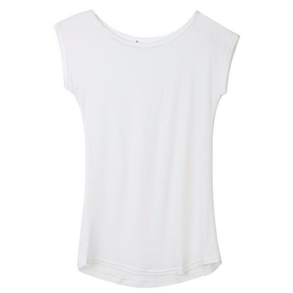 Women Junior Basic Plain Casual Modal Cap Sleeve Slim O-Neck Tee Shirt Tops