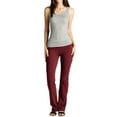 thumbnail image 1 of Women & Juniors Active Workout Fitness Stretch Comfy Lounge Flare Fit Yoga Pants (DEEP WINE , S), 1 of 2