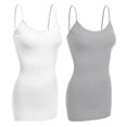 thumbnail image 1 of Women & Juniors Basic Layering Built in Bra Spaghetti Strap Long Cami Top Tank, 1 of 5