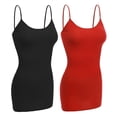 thumbnail image 1 of Women & Juniors Basic Layering Built in Bra Spaghetti Strap Long Cami Top Tank, 1 of 5