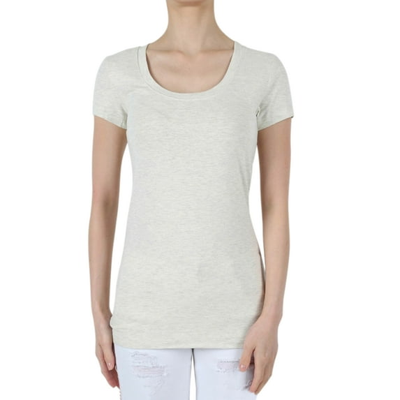 Women & Juniors Basic Scoop Neck Short Sleeve Stretch Cotton Slim T-Shirts