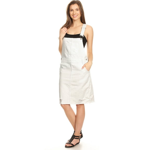 Women Juniors Fashion Adjustable Shoulder Straps Blue Denim Overall Dress