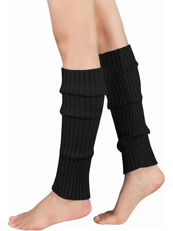 Women Juniors Knitted Fall Winter Sports Socks Threaded leg protection socks for 80s Eighty's Party Fashion Yoga Ballet Dance SportsFall Winter Giftsblack