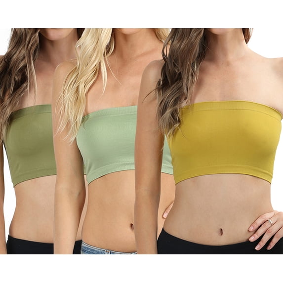 Women & Juniors One Size Strapless Seamless Stretch Bandeau Tube Bra Top (No Pad)