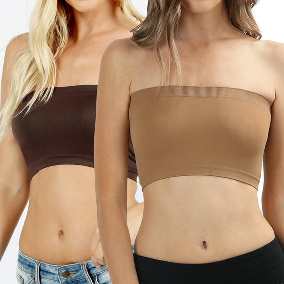 Women & Juniors One Size Strapless Seamless Stretch Bandeau Tube Bra Top (No Pad)