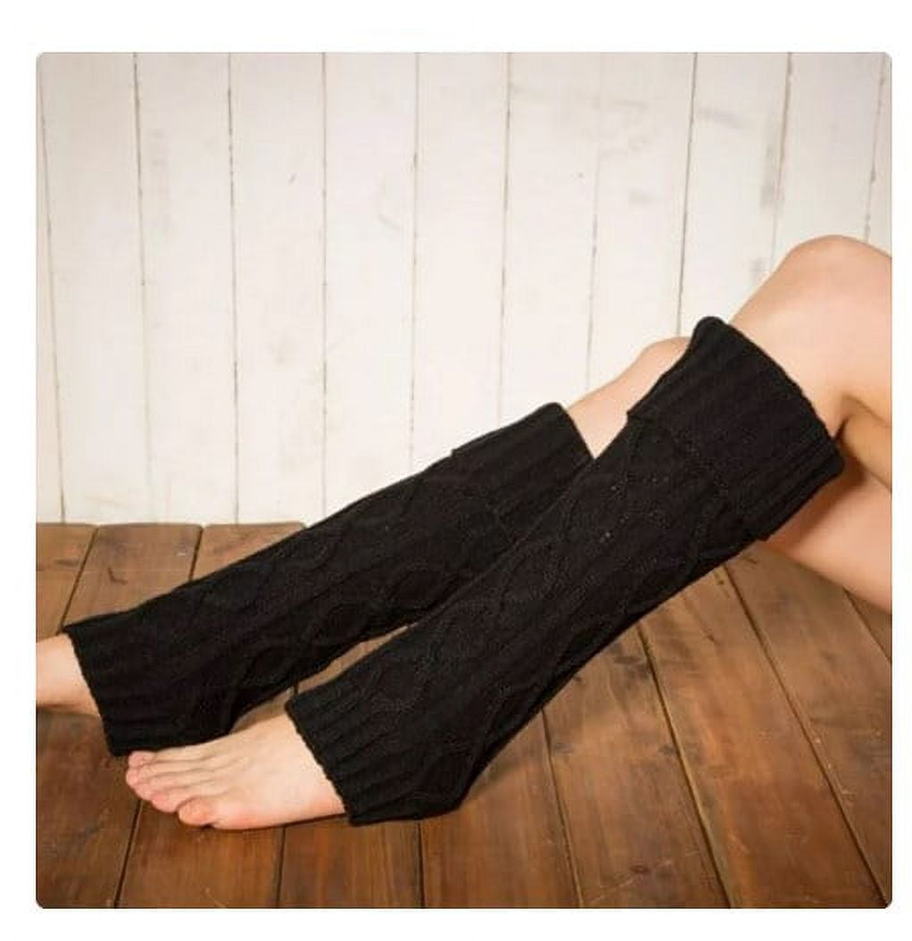 Women Winter Warm Leg Warmers Cable Knit Knitted Crochet Ballet Long Socks
