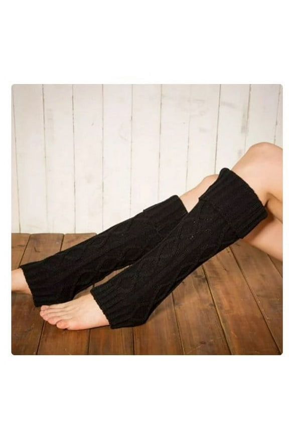 Women Juniors Ribbed Leg Warmers, Womens Men Ribbed Knit Long LegWarmers, Lady Winter Warm Leg Warmer, Cable Knitted Crochet Winter Long Boot Cuffs Socks, Knit Leg Warmers for Party Dance, Black