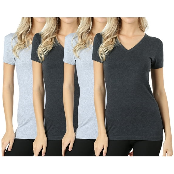 Women & Juniors Short Sleeve V-Neck Basic Basic T-Shirt