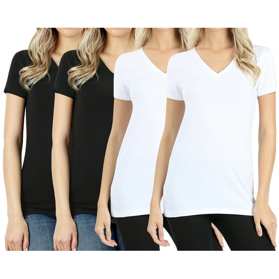 Women & Juniors Short Sleeve V-Neck Basic Basic T-Shirt