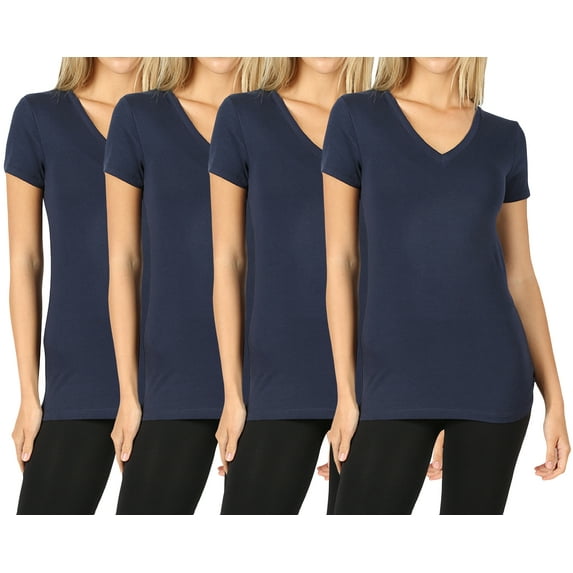 Women & Juniors Short Sleeve V-Neck Basic Basic T-Shirt