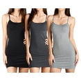 thumbnail image 1 of "Women & Juniors Solid Plain Spaghetti Strap Camisole Mini Dress Tank Top (3PK: BLACK/CHARCOAL/H GREY, Small)", 1 of 4